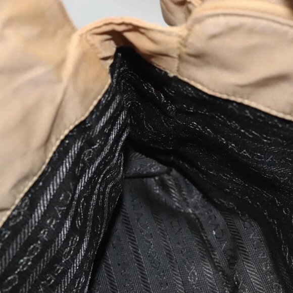 PRADA Chain Shoulder Bag Leather Beige Gold Auth 122203 - Picture 13 of 16